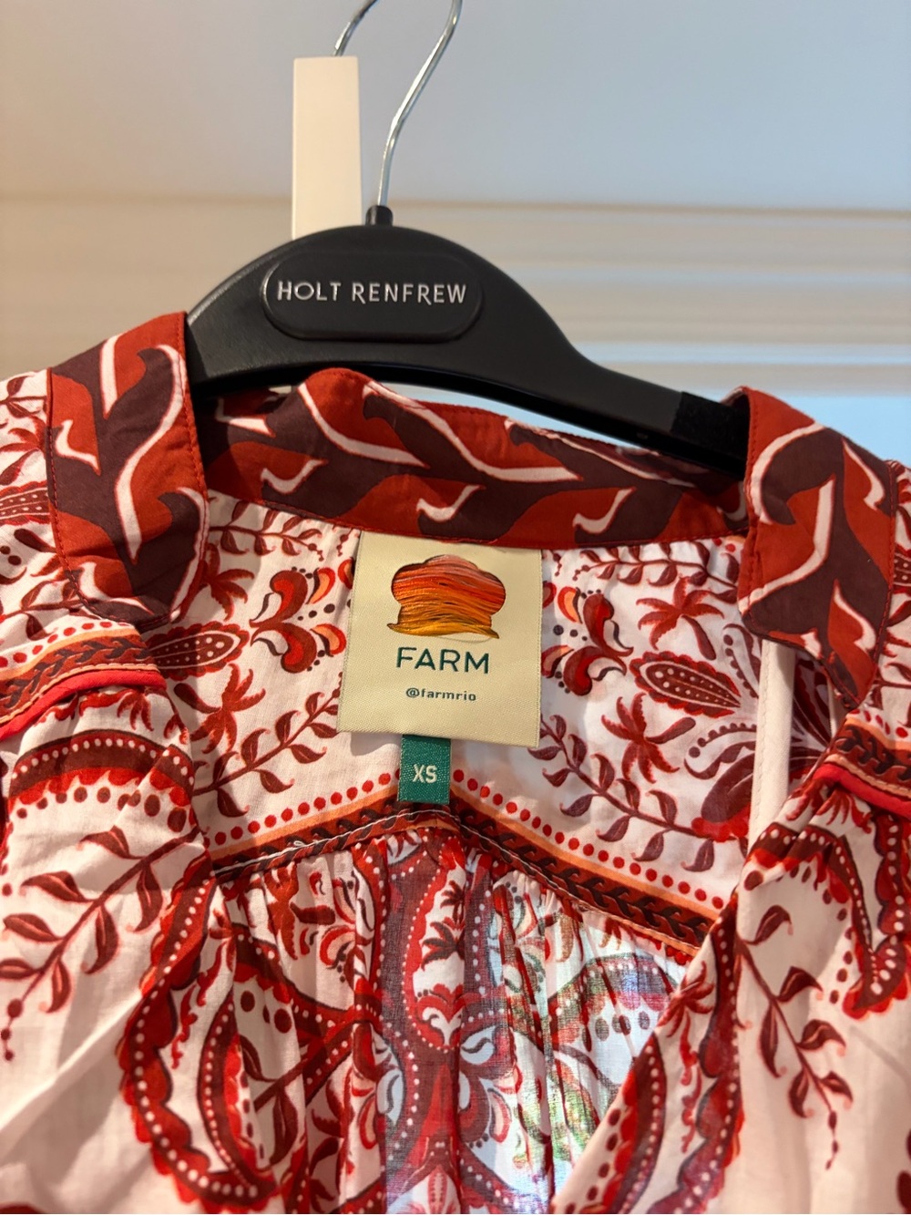 FARM Rio Red and Cream Printed Maxi Wrap Dress with Tie Belt - Picture 2 of 4
